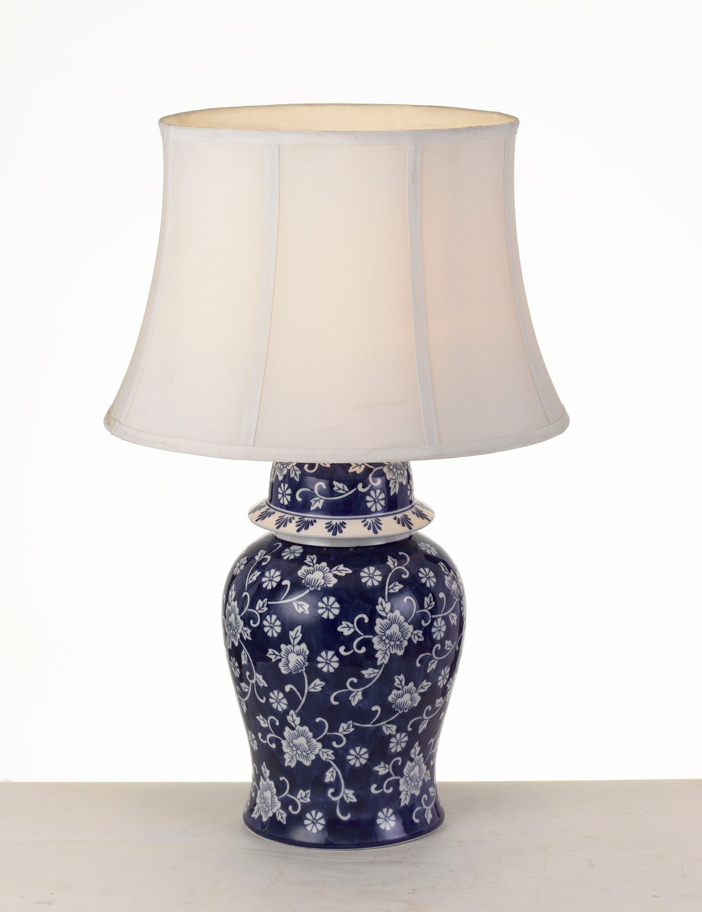TFS TABLE LAMP 25wE27max D:430 H:680 cable:2.0m line sw WHITE FLOWER & BLUE/WHITE