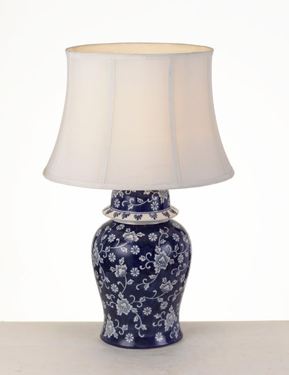 TFS TABLE LAMP 25wE27max D:430 H:680 cable:2.0m line sw WHITE FLOWER & BLUE/WHITE