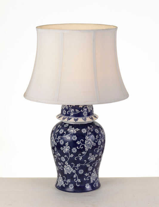 TFS TABLE LAMP 25wE27max D:430 H:680 cable:2.0m line sw WHITE FLOWER & BLUE/WHITE