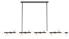 TFS 18 LTS PENDANT 18x6wG9mx L2000 W243 H245 ROD:2x6001x300 BLACK FRAME/OPAL GLASS