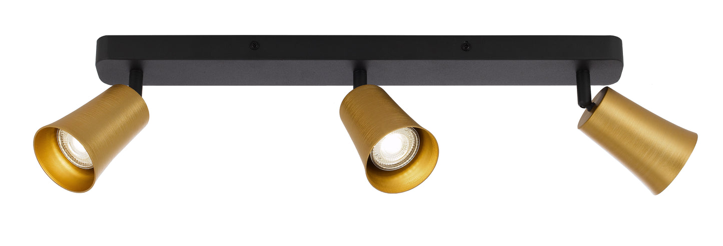 TFS 3 SPOT BAR 3x6wGU10max L500 P175 GOLD BRUSHED BLACK