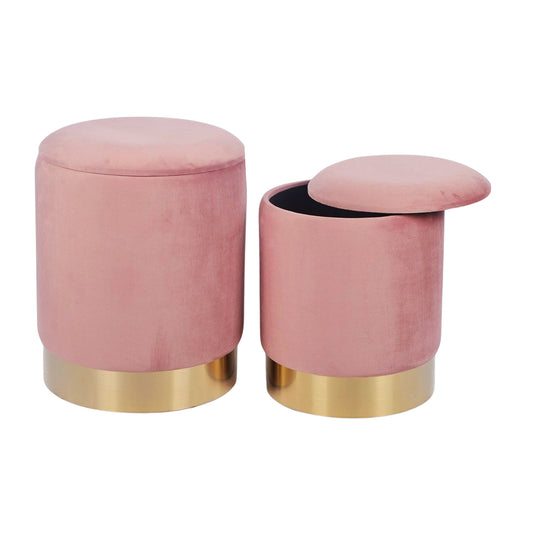 Storage Ottoman in Velvet Pink