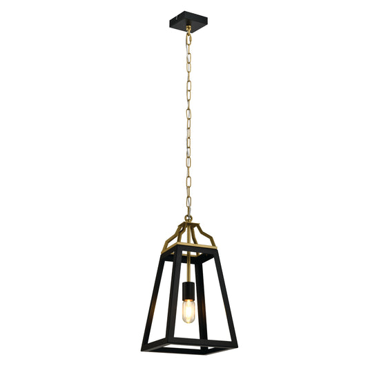 TFS 1LT PENDANT 25wE27 L:250 W:250 H:500 2M chain BLACK / ANTIQUE GOLD