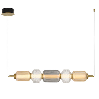 Como TFS PENDANT 5LT 26wLED 3000K NONDIM 2WAY D150x1000 2M 734Lm BRASS/AMBER SMOKE CLEAR