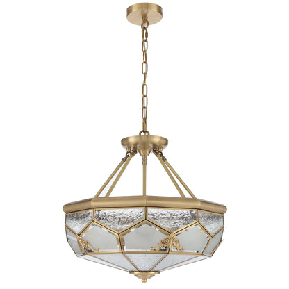 Trapani TFS PE CTC 6x25wE27max D:500 H:230 chain:2M BRASS / FROST WATER GLASS