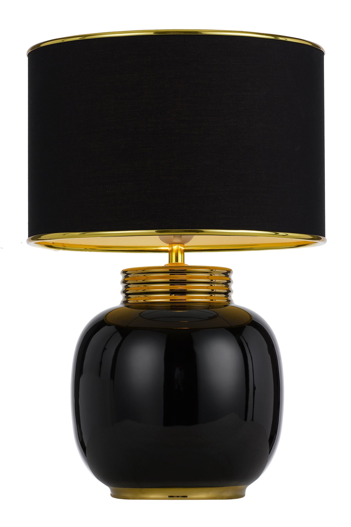 TFS CERAMIC TABLE LAMP 25wE27max H:425 D:285 BLACK/BLACK/GOLD TRIM