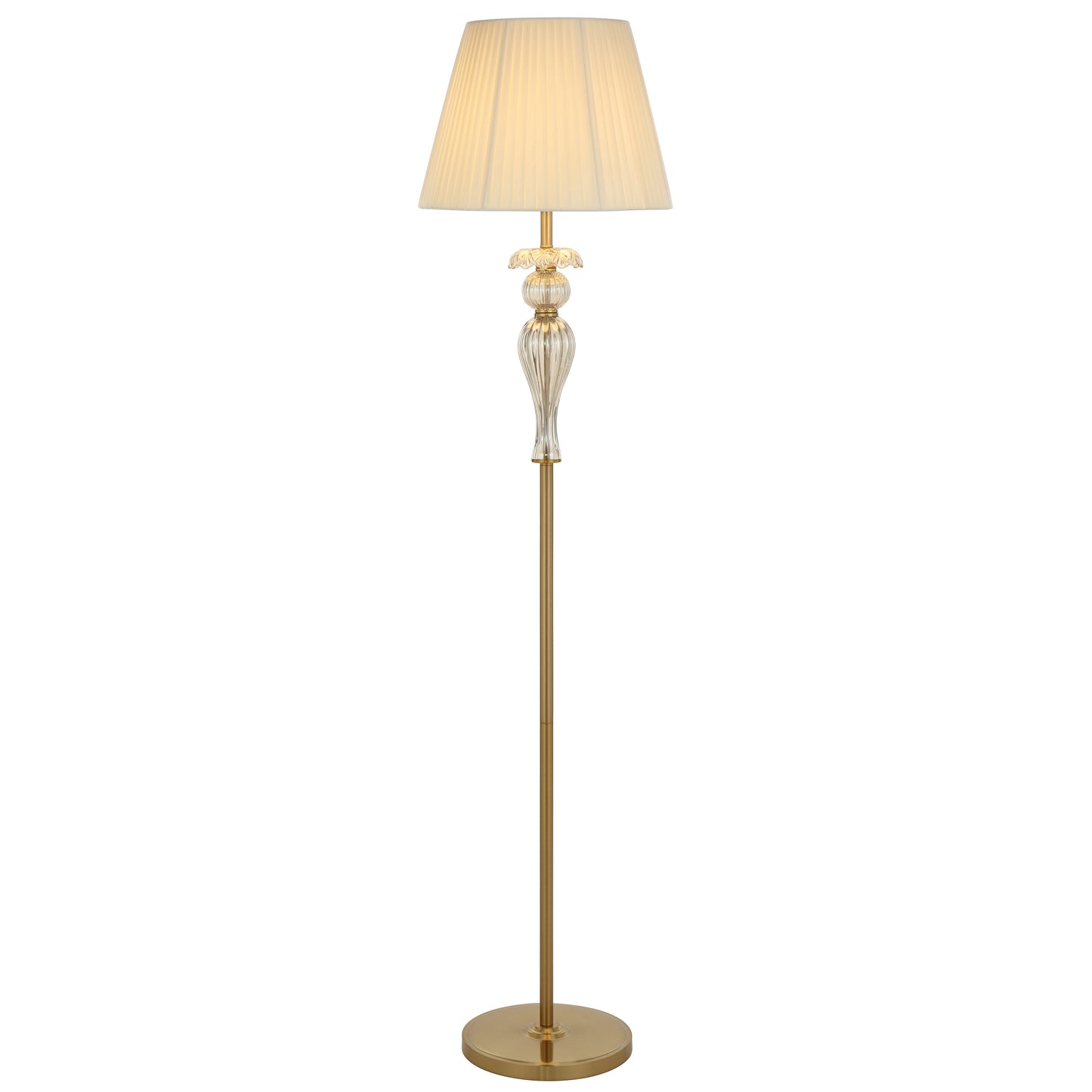 TFS FLOOR LAMP 25wE27max D400 H1650 foot swt ANT GOLD/ CHAMPAGNE/ CREAM