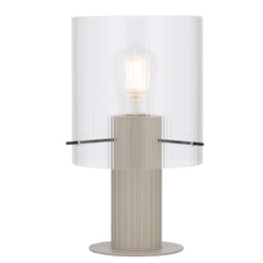 TFS TABLE LAMP 25wE27max D180 H320 inline swt GREY / CLEAR