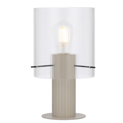 TFS TABLE LAMP 25wE27max D180 H320 inline swt GREY / CLEAR