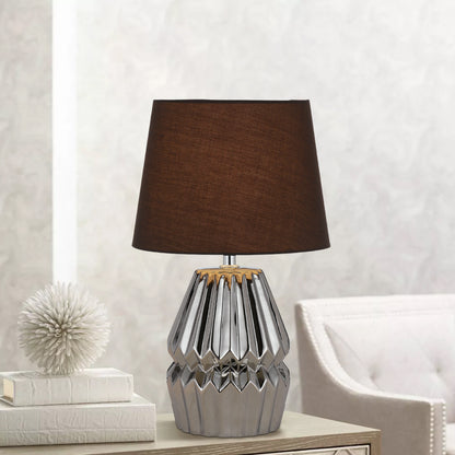 TFS CERAMIC TABLE LAMP 25wE27max H:385 D:230 CHROME/BROWN