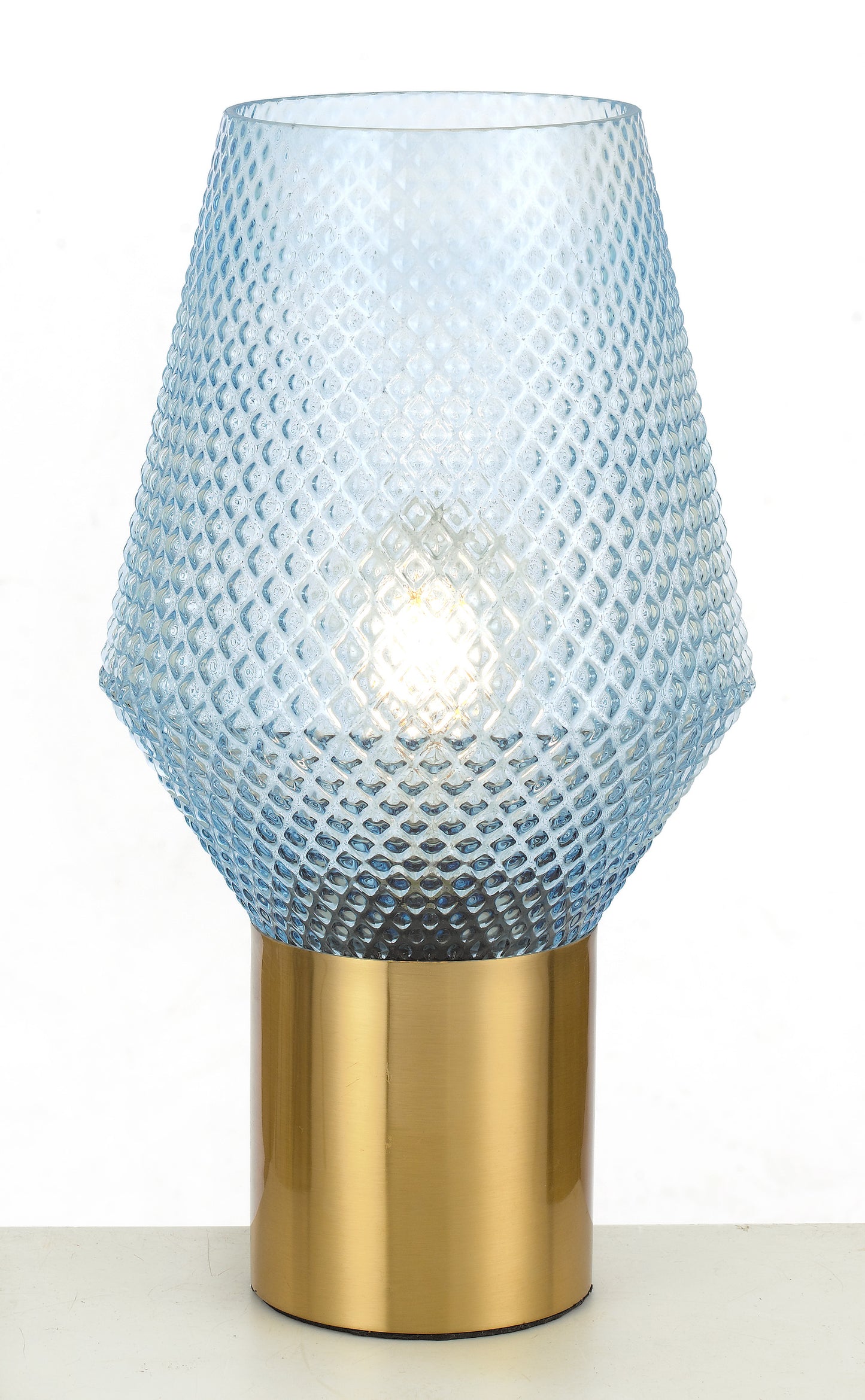 TFS TABLE LAMP 25wE27max D200 H350 BLUE / ANT.GLASS