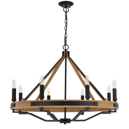 TFS 8 LTS PENDANT 8*25wE14 D:860 H:650 2m CHAIN BLACK MATT / ASHTREE WOOD
