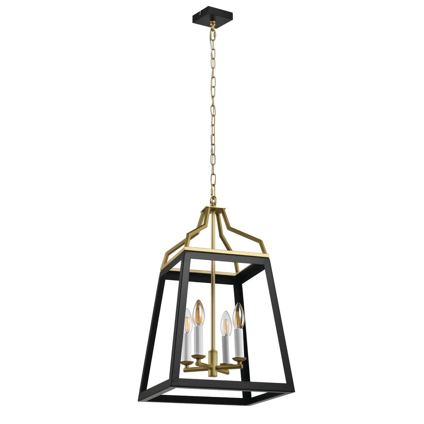 TFS 4LT PENDANT 4x25wE14 L:350 W:350 H:500 2M chain BLACK / ANTIQUE GOLD