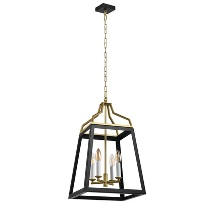 TFS 4LT PENDANT 4x25wE14 L:350 W:350 H:500 2M chain BLACK / ANTIQUE GOLD