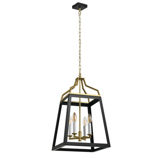 TFS 4LT PENDANT 4x25wE14 L:350 W:350 H:500 2M chain BLACK / ANTIQUE GOLD
