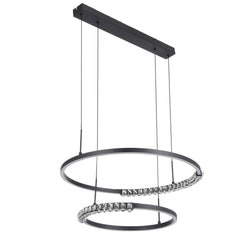 TFS 2TIER PENDANT 40wLED D:575+385 H:30 CAB.2M 1540Lm BLACK SAND/ CRYSTAL