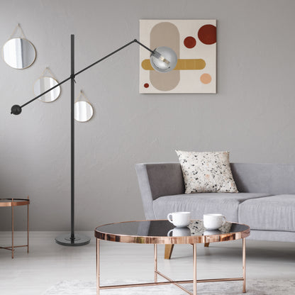 TFS FLOOR LAMP 25wE27max L:1200 H:1800 Foot Switch BLACK / SMOKE