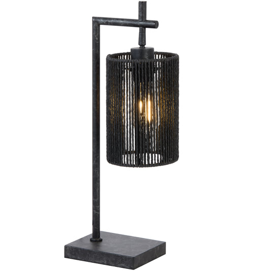TFS TABLE LAMP 25wE27max L210 W140 H500 inline swt GUN METAL / BLACK STRING
