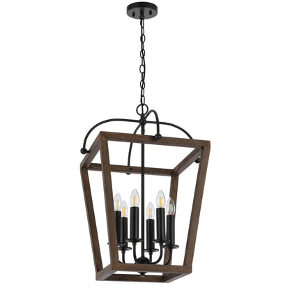 TFS 6 PENDANT 6x25wE14 W560 H730 CHAIN 2M BLACK MATT / TIMBER