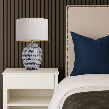 TFS CERAMIC TABLE LAMP 25wE27maD:350 H:530 cable:2.0m line switch WHITE&BLUE/WHITE