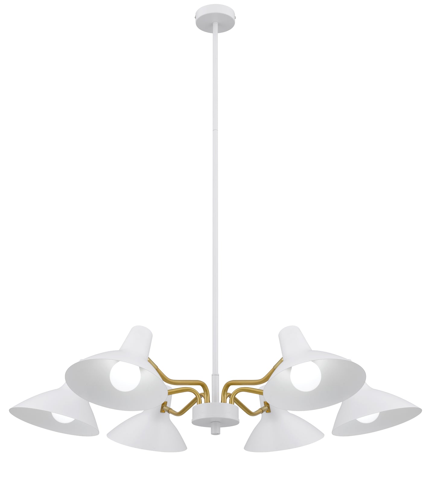TFS 6 LIGHTS PENDANT 6x25wE27max D:900 H:150 WHITE/BRASS MATT ROD:1.5m