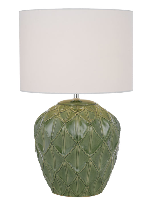 TFS CERAMIC TABLE LAMP 25wE27max D:330 H:540 GREEN / WHITE