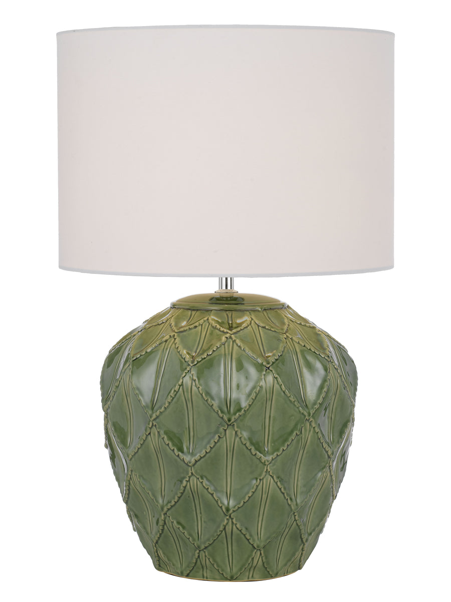 TFS CERAMIC TABLE LAMP 25wE27max D:330 H:540 GREEN / WHITE