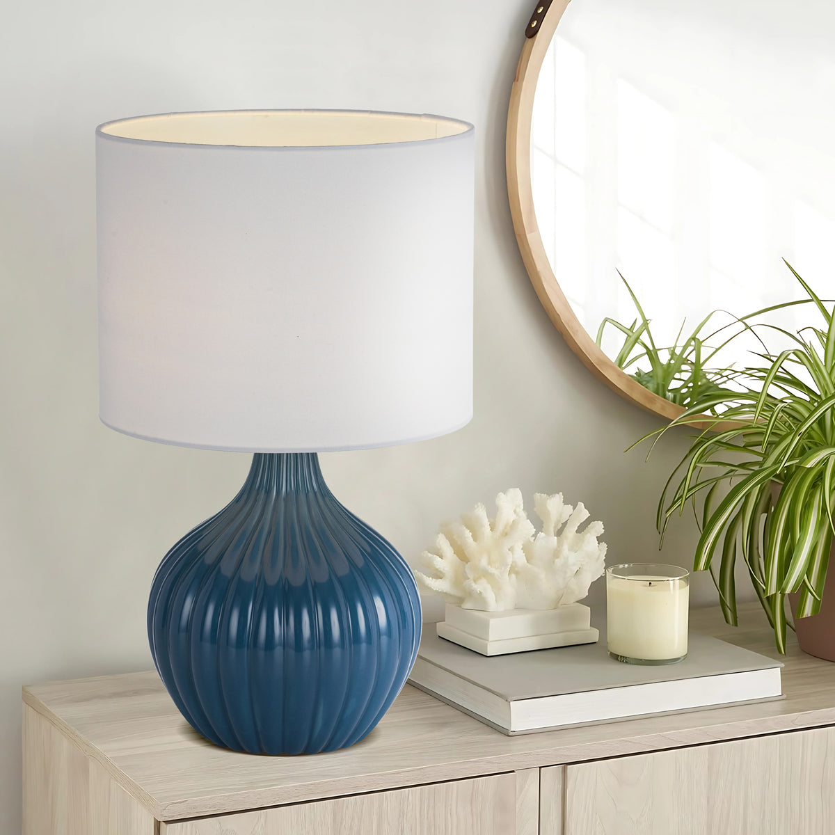 TFS CERAMIC TABLE LAMP 25wE27max H:440 D:260 BLUE / WHITE