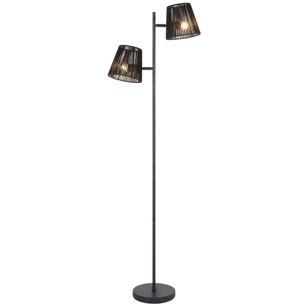 Potenza TFS FLOOR LAMP 2x25wE27max L480 W230 H1550 foot swt GUN METAL / BLACK STRING