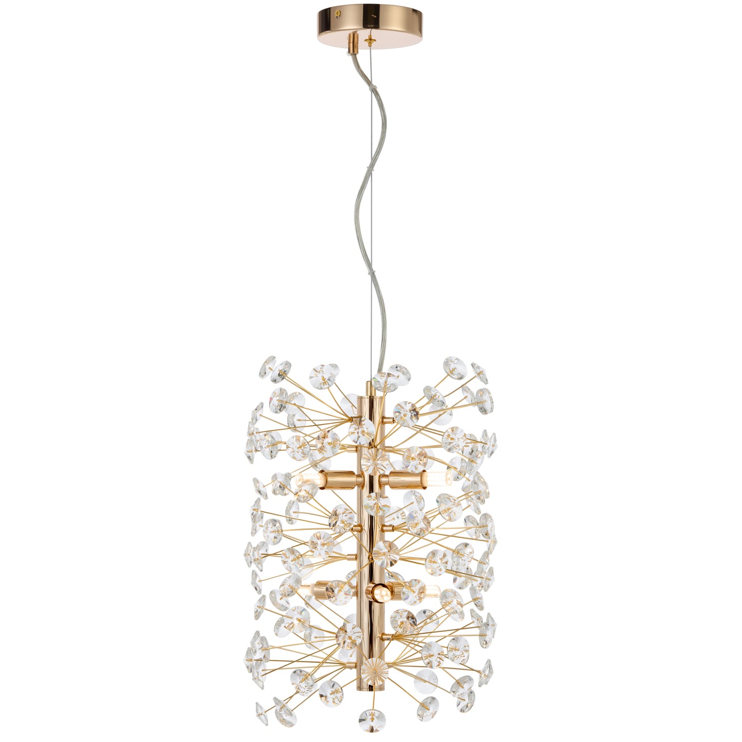 Oviedo TFS 6LT VERTICAL PENDANT 6x6wG9max D300 H350 CAB.2M CRYS H130 GOLD / CLEAR