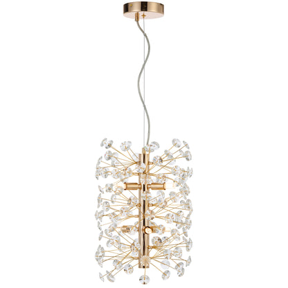 Oviedo TFS 6LT VERTICAL PENDANT 6x6wG9max D300 H350 CAB.2M CRYS H130 GOLD / CLEAR