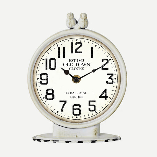 Metal Antique White Table Clock
