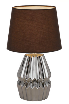 TFS CERAMIC TABLE LAMP 25wE27max H:385 D:230 CHROME/BROWN