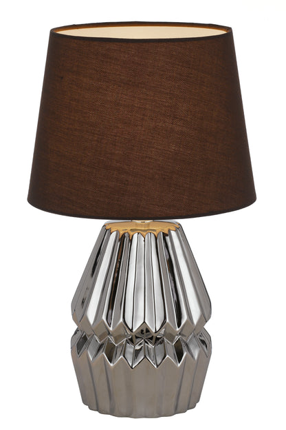 TFS CERAMIC TABLE LAMP 25wE27max H:385 D:230 CHROME/BROWN