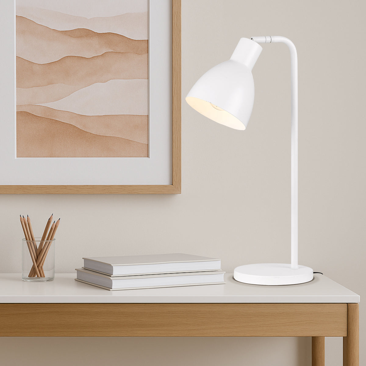 TFS TABLE LAMP 25wE27max H:450 D:150 WHITE/WHITE Cab:1.5m