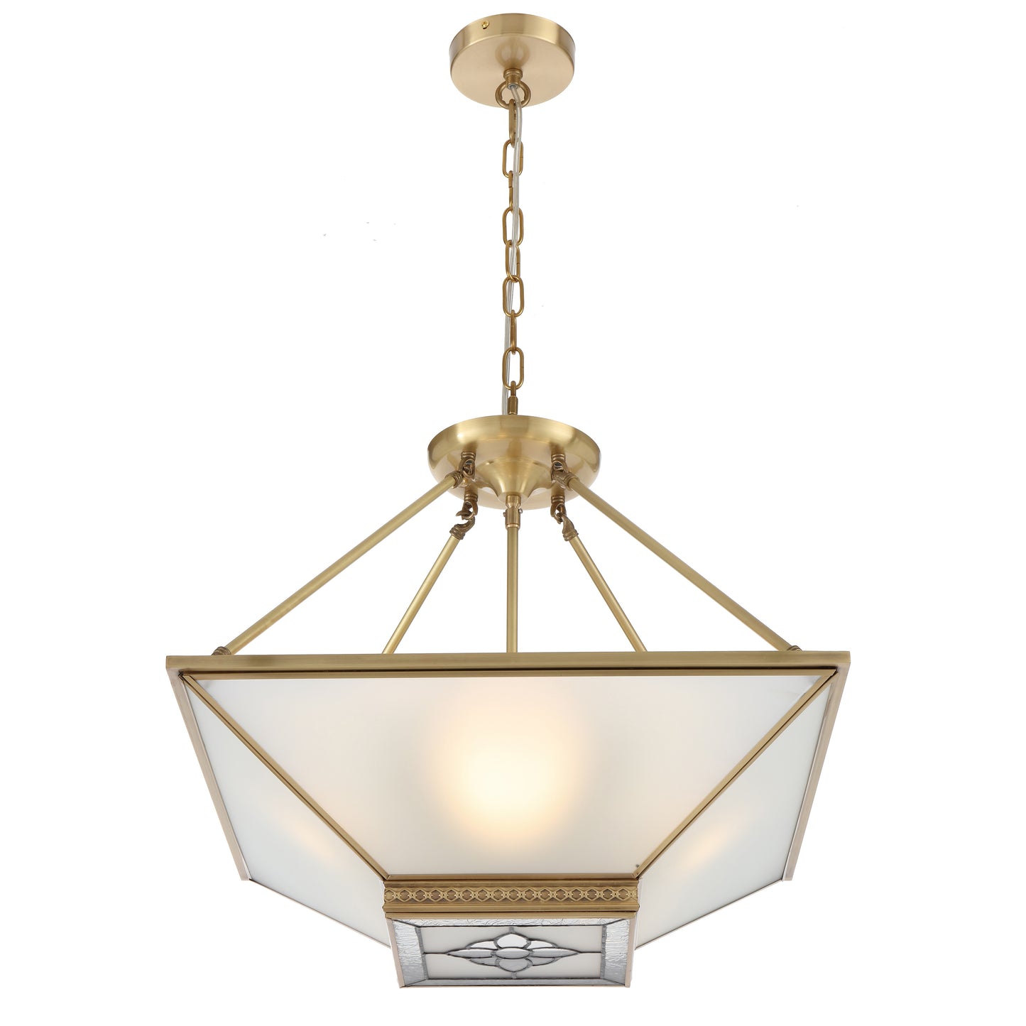 TFS PE CTC 4x25wE27max D:500 H:160 chain:2M BRASS/FROST GLASS