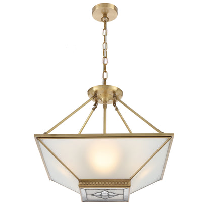TFS PE CTC 4x25wE27max D:500 H:160 chain:2M BRASS/FROST GLASS