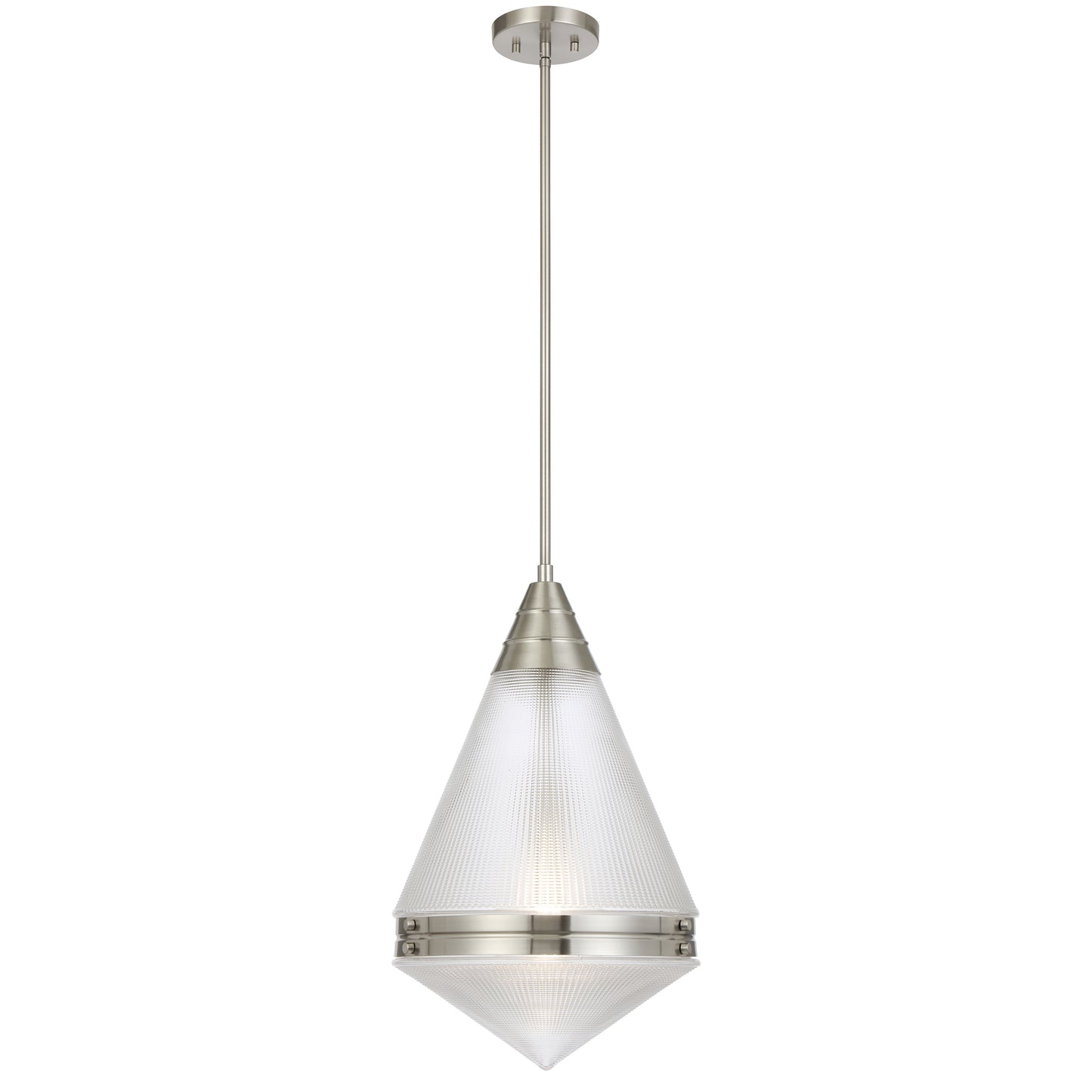 TFS 1LT PENDANT 25wE27max D:350 H:560 ROD 1.5m NICKEL MATT/ CLEAR