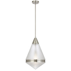 TFS 1LT PENDANT 25wE27max D:350 H:560 ROD 1.5m NICKEL MATT/ CLEAR