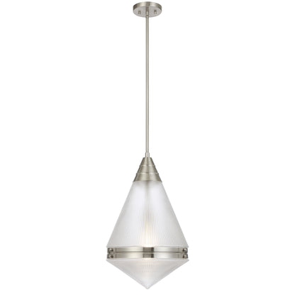 TFS 1LT PENDANT 25wE27max D:350 H:560 ROD 1.5m NICKEL MATT/ CLEAR