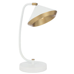 TFS TABLE LAMP 6wG9max L280 W200 H430 inline switch WHITE MATT/YELLOW BRASS