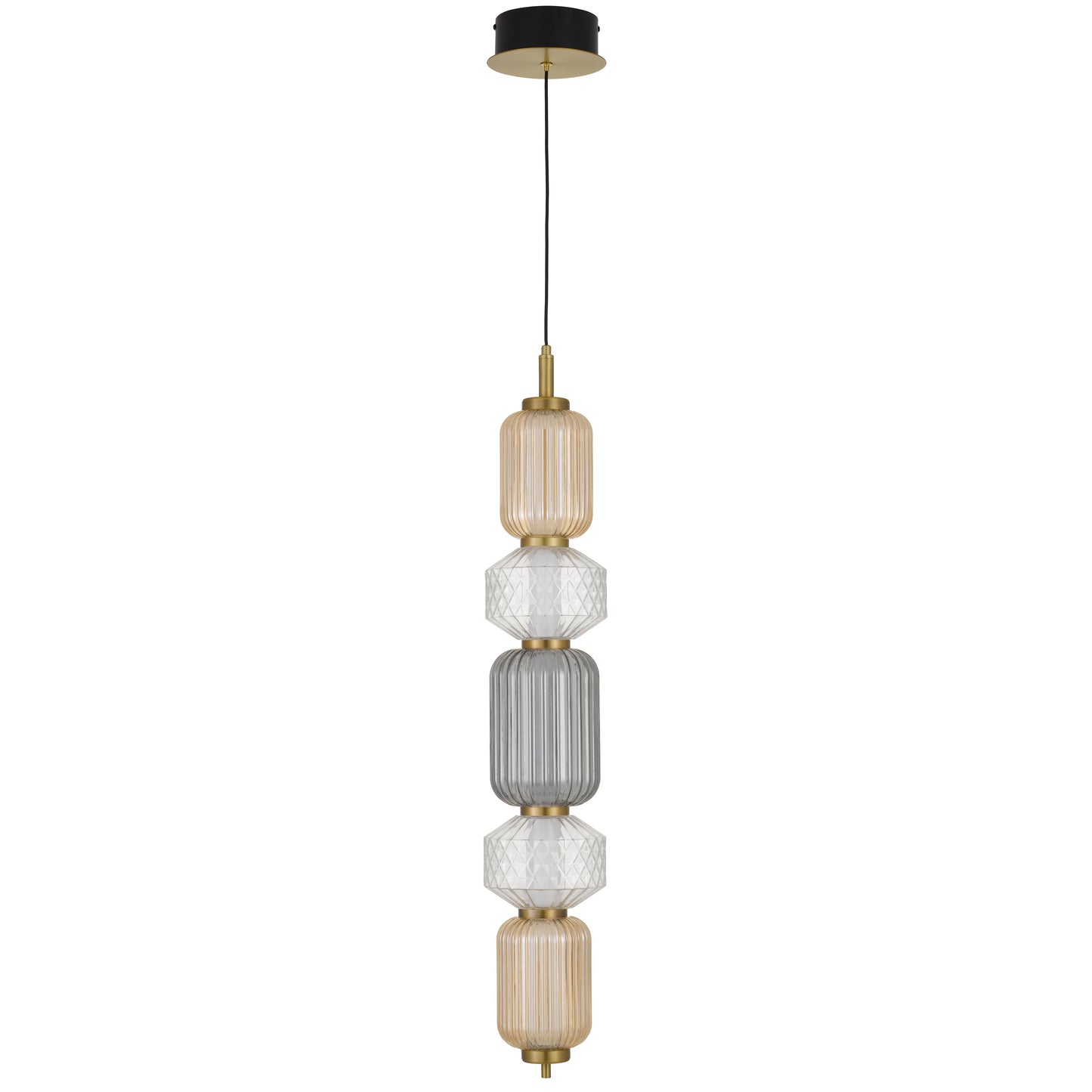 Como TFS PENDANT 5LT 26wLED 3000K NONDIM 2WAY D150x1000 2M 734Lm BRASS/AMBER SMOKE CLEAR