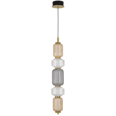 Como TFS PENDANT 5LT 26wLED 3000K NONDIM 2WAY D150x1000 2M 734Lm BRASS/AMBER SMOKE CLEAR