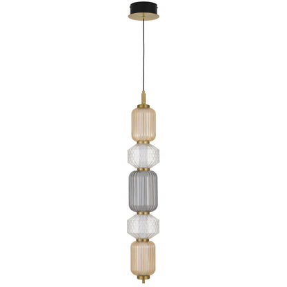 Como TFS PENDANT 5LT 26wLED 3000K NONDIM 2WAY D150x1000 2M 734Lm BRASS/AMBER SMOKE CLEAR