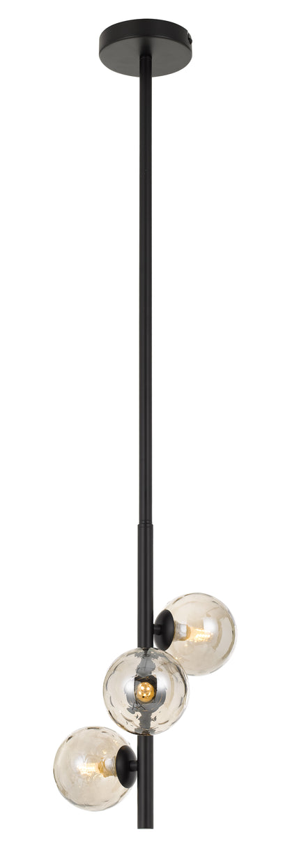 TFS 3 LTS PENDANT 3x6wG9max L:220W:245H:600 ROD:2x6001x300 BLACK FRAME / SMOKE GLASS