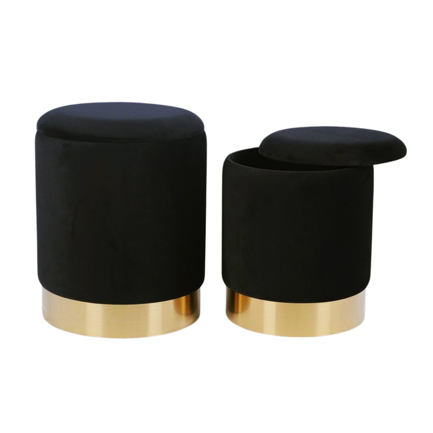 Storage Ottoman in Velvet Black