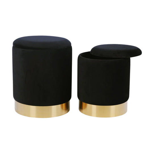 Storage Ottoman in Velvet Black