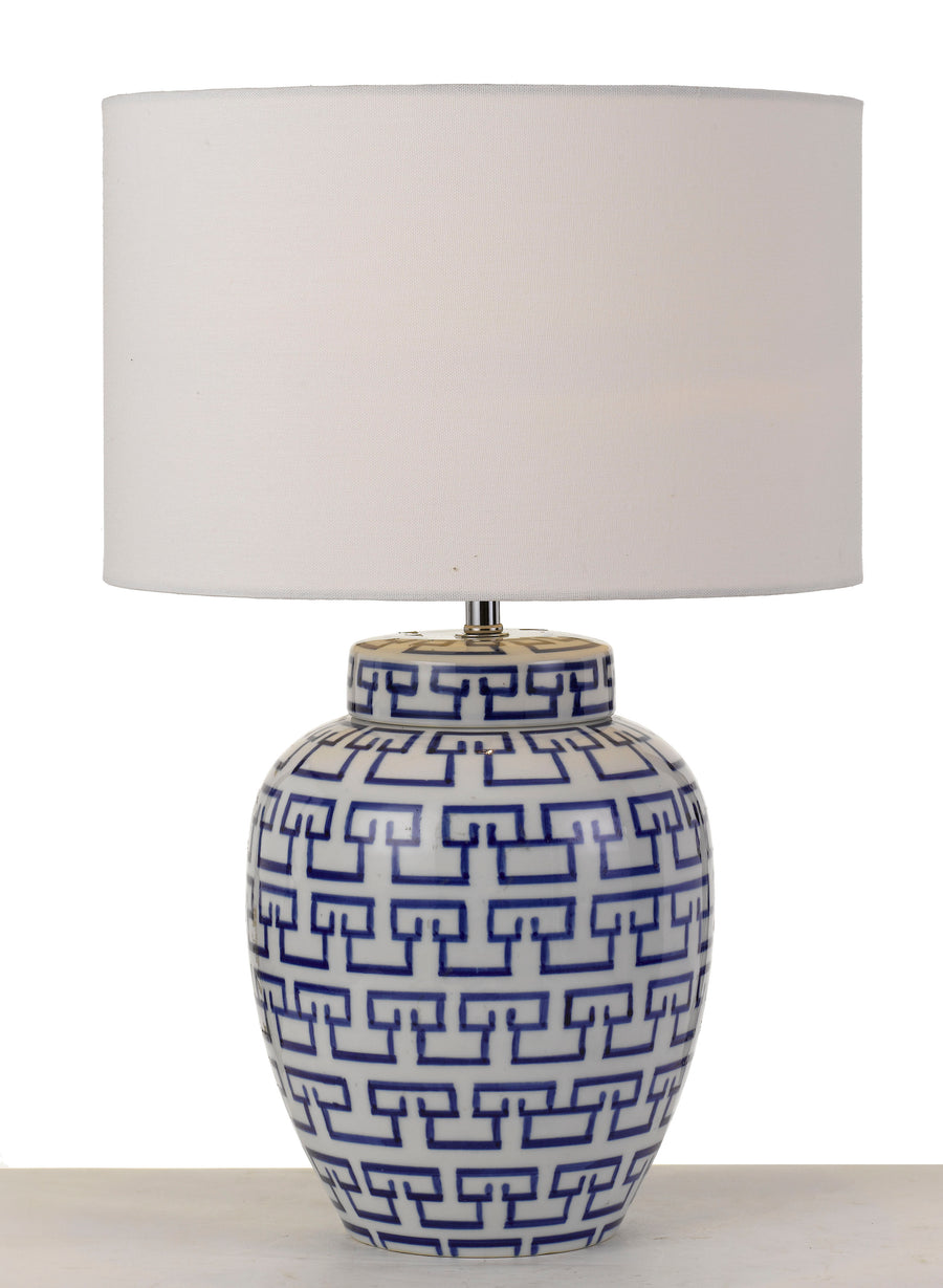 TFS CERAMIC TABLE LAMP 25wE27maD:350 H:530 cable:2.0m line switch WHITE&BLUE/WHITE