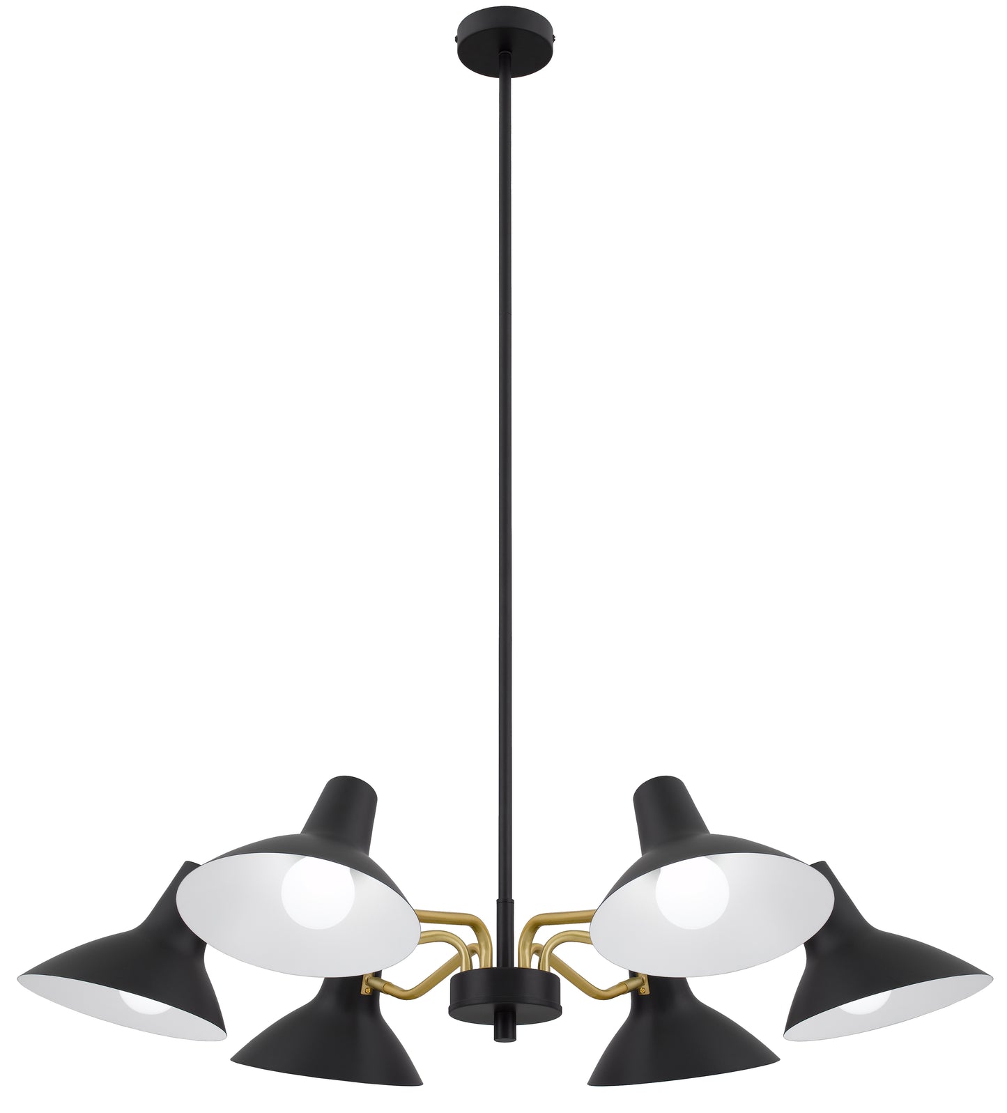 TFS 6 LIGHTS PENDANT 6x25wE27max D:900 H:150 BLACK/BRASS MATT ROD:1.5m