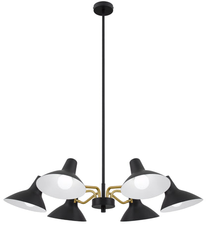 TFS 6 LIGHTS PENDANT 6x25wE27max D:900 H:150 BLACK/BRASS MATT ROD:1.5m